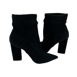 H By Halston Evelyn Black Ribbed Sock Pull Up Pointed Toe Boots Size 7 Women's